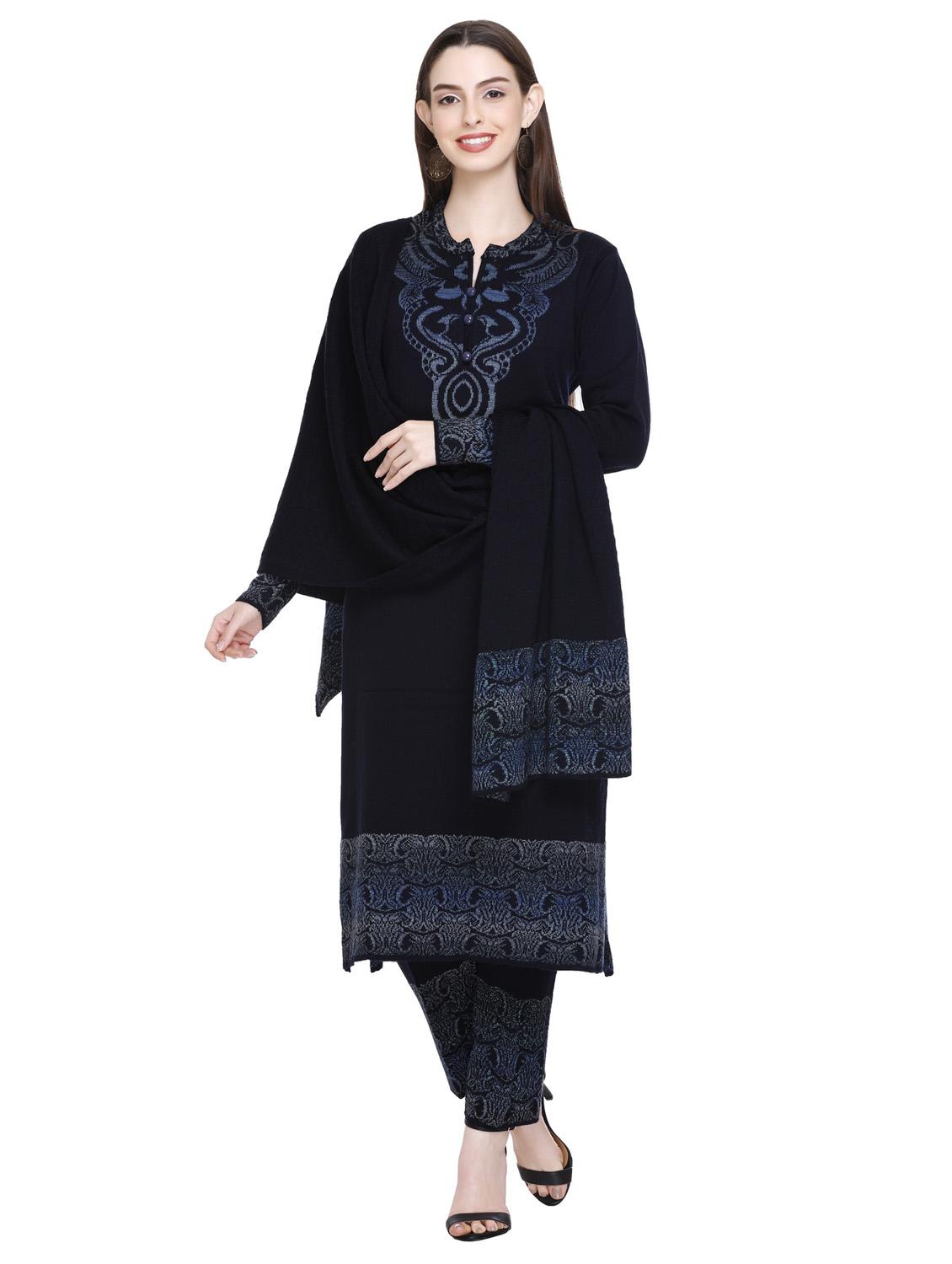 women self design wool suit set with dupatta - 20509516 - Standard Image - 2