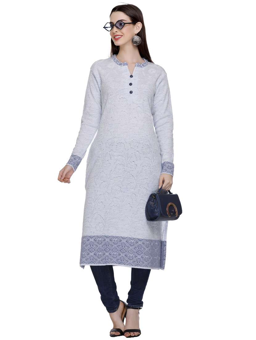 grey self design woolen kurta - 20509517 -  Standard Image - 2