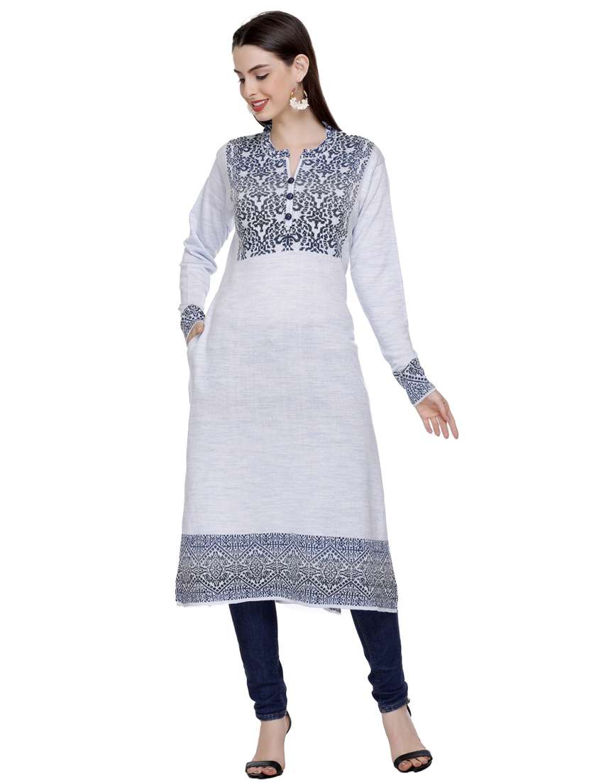 grey self design woolen kurta