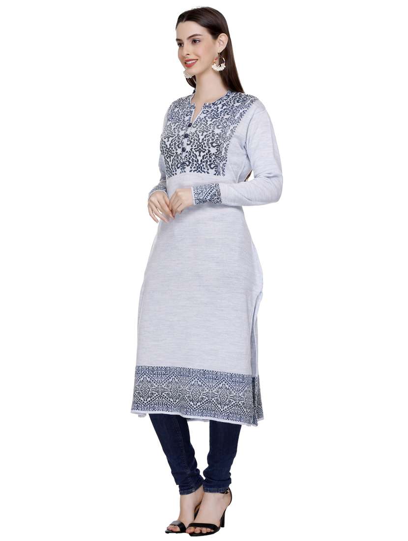 grey self design woolen kurta - 20509521 - Standard Image - 2