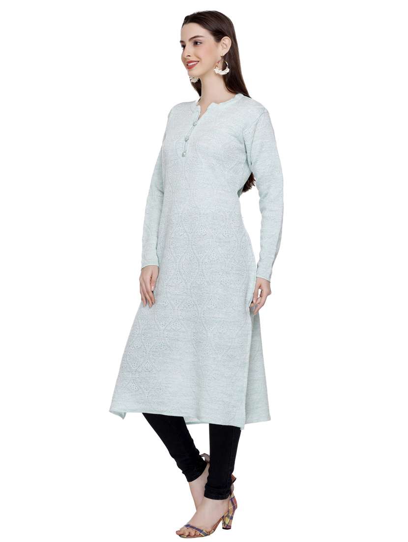 purist blue self design woolen kurta - 20509523 - Standard Image - 2