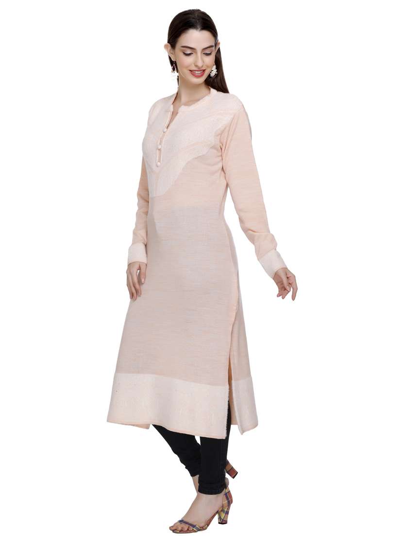 peach self design woolen kurta - 20509527 - Standard Image - 2
