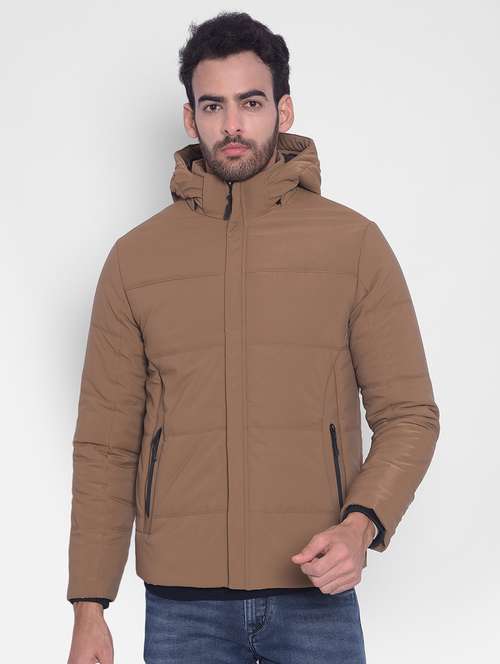 men solid hooded puffer jacket - 20509614 - Standard Image - 0