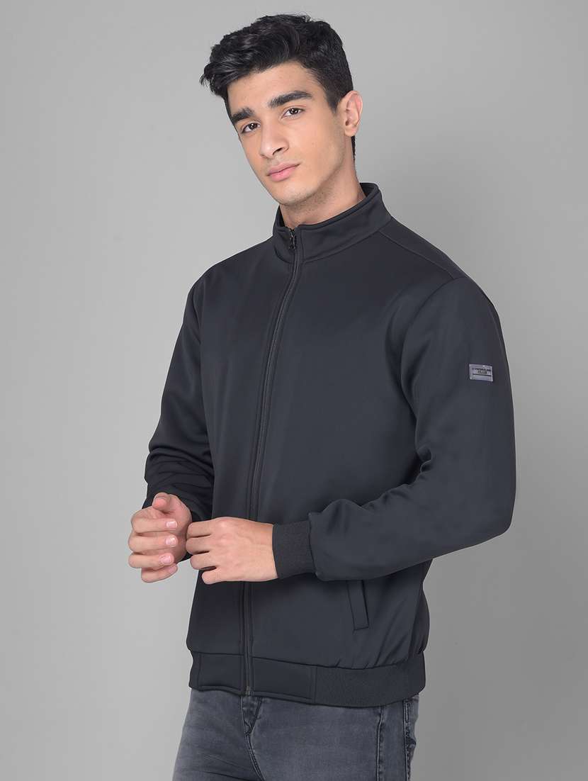 men solid black casual jacket - 20509618 - Standard Image - 2