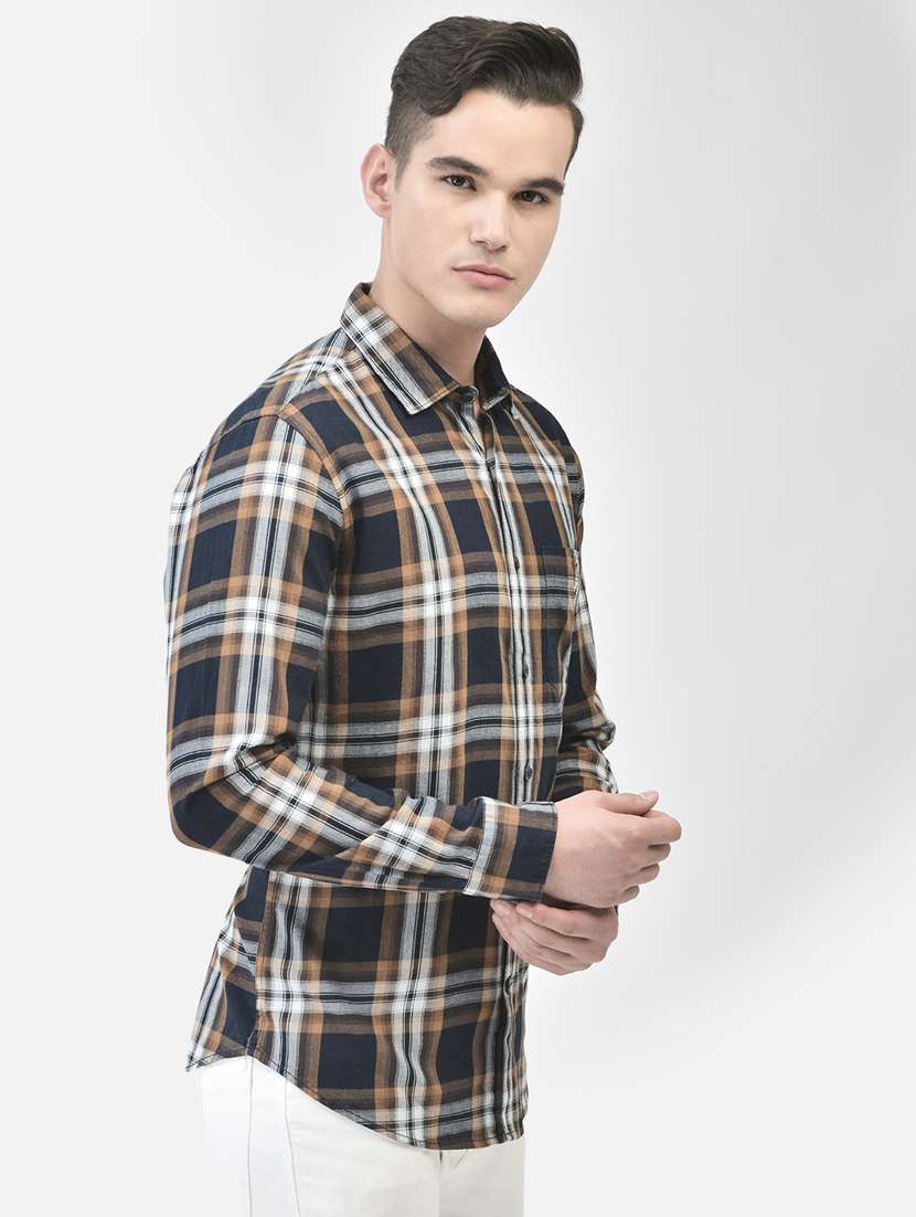 Men Checkered Multi Colored Cotton Casual Shirt - 20509709 -  Standard Image - 2