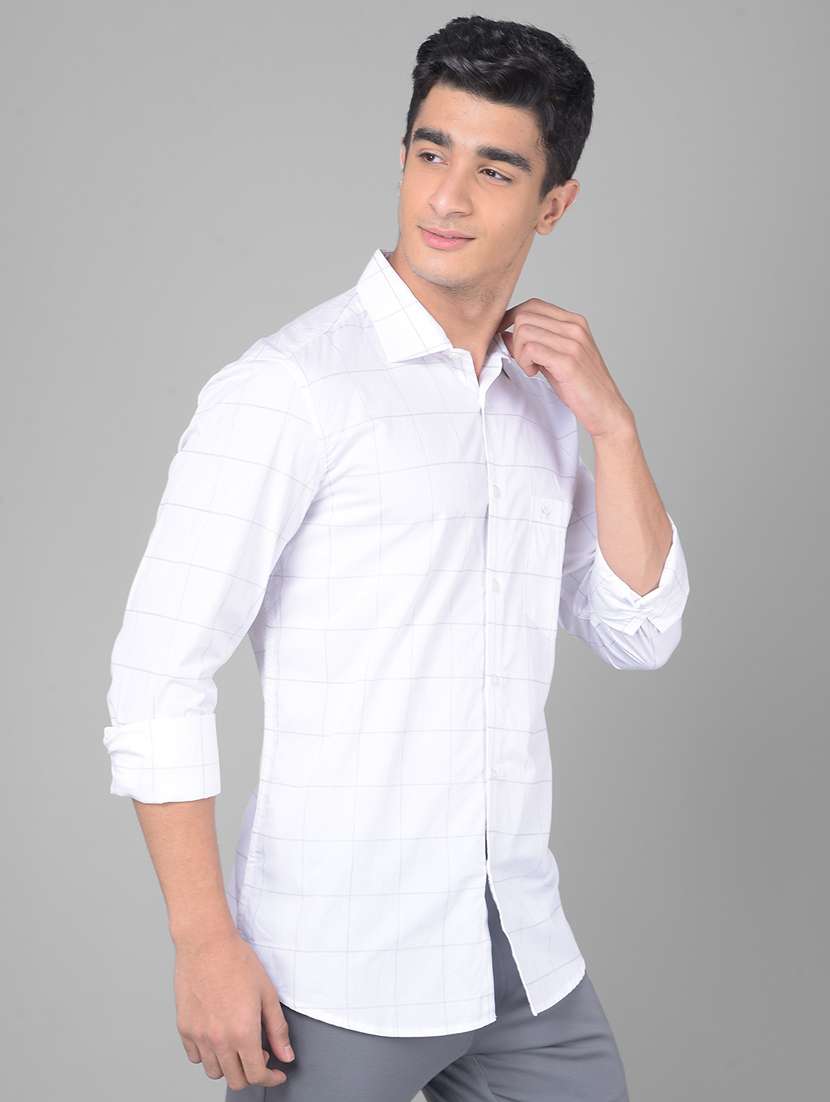 men checkered white cotton slim fit casual shirt - 20509742 -  Standard Image - 2