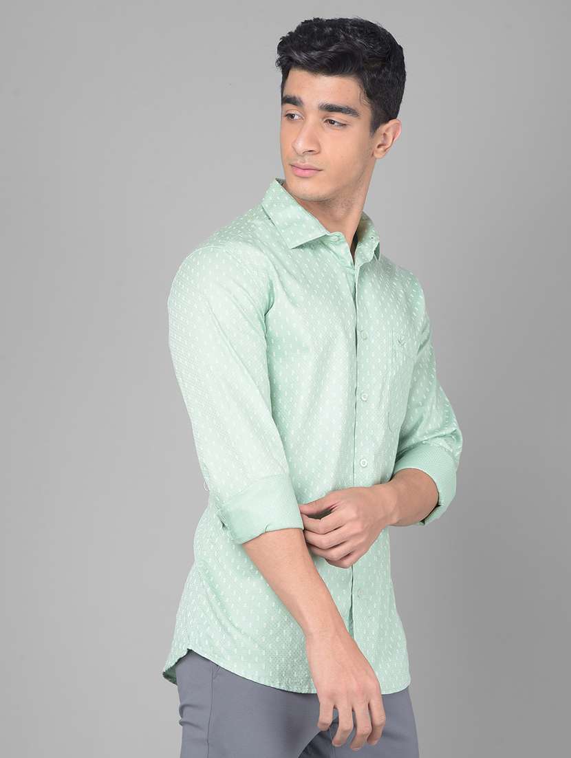 men self designed sea green cotton casual shirt - 20509752 -  Standard Image - 2