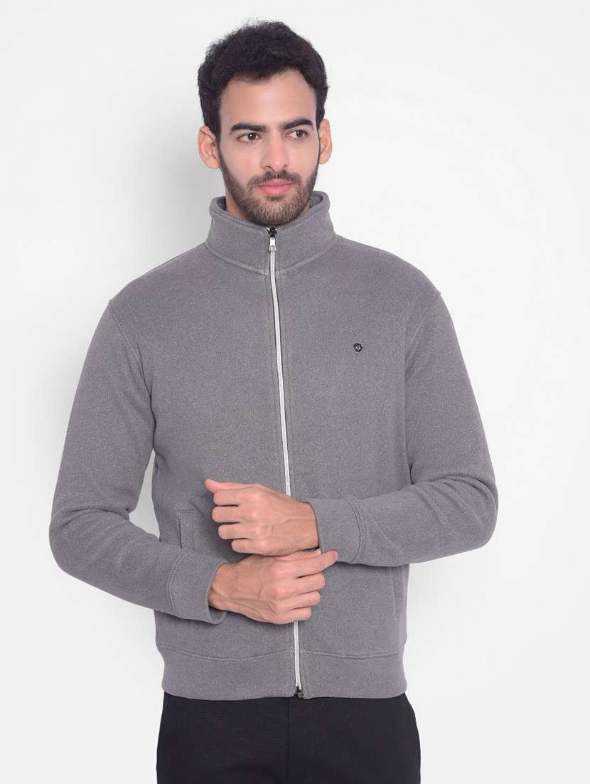 men solid mock collar zipper sweatshirt - 20509776 - Zoom Image - 0