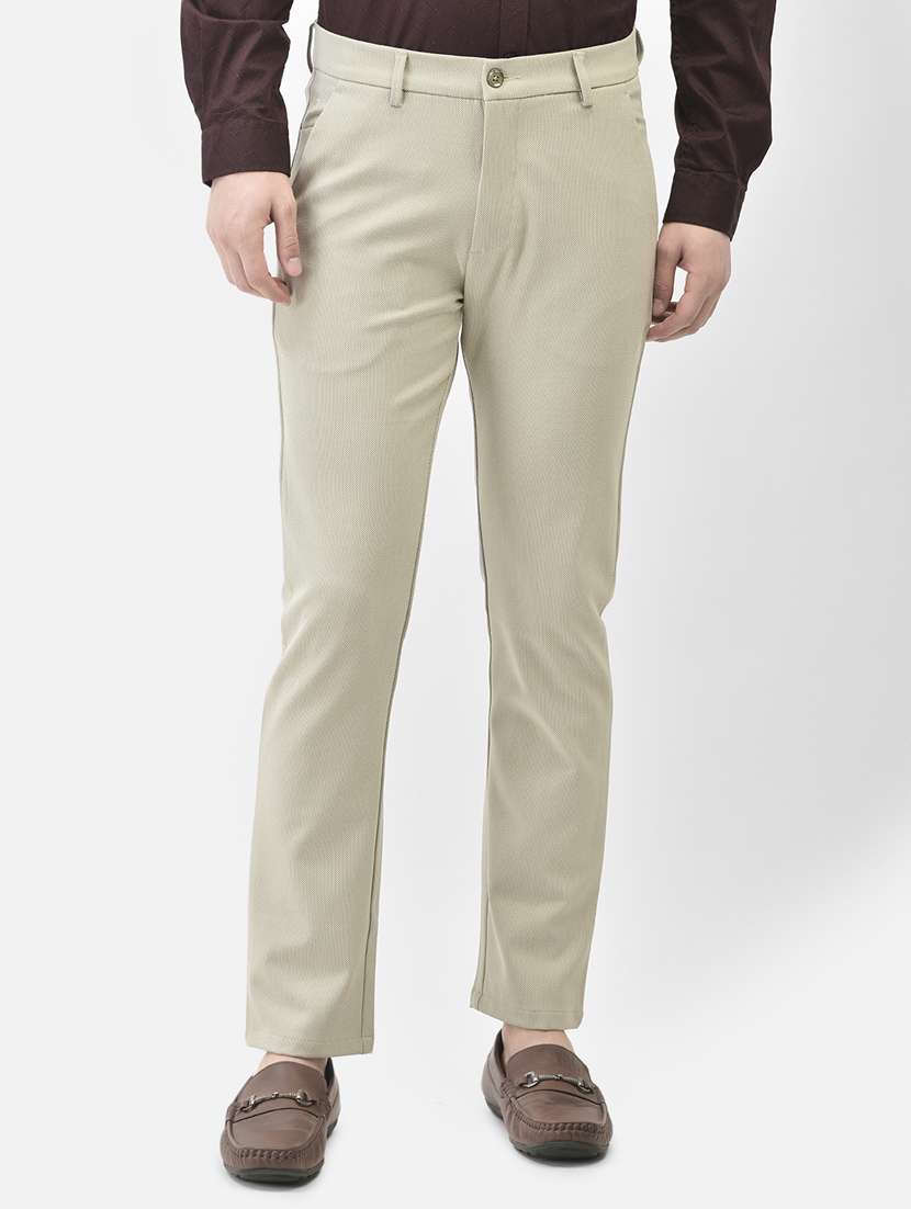 men cotton flat front casual trouser