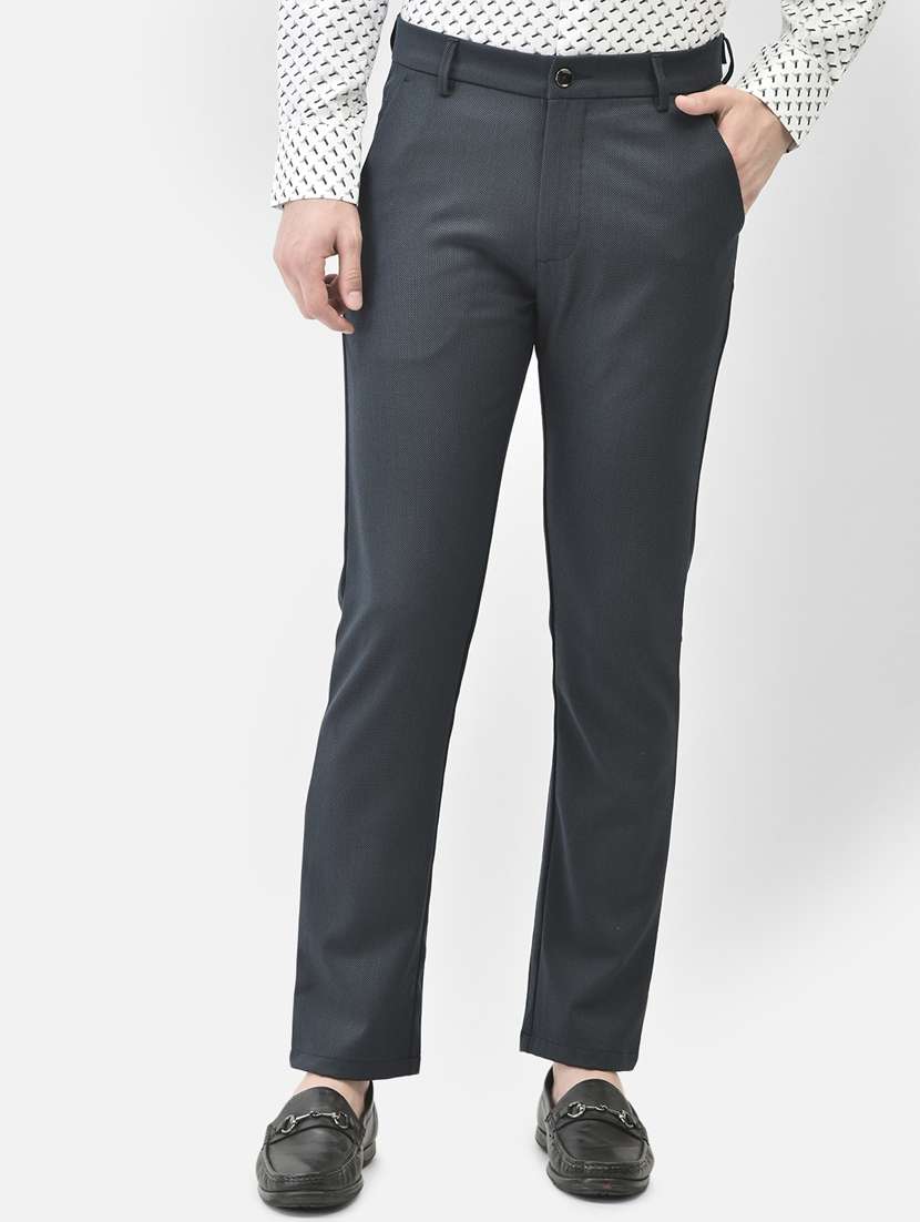 men cotton flat front casual trouser