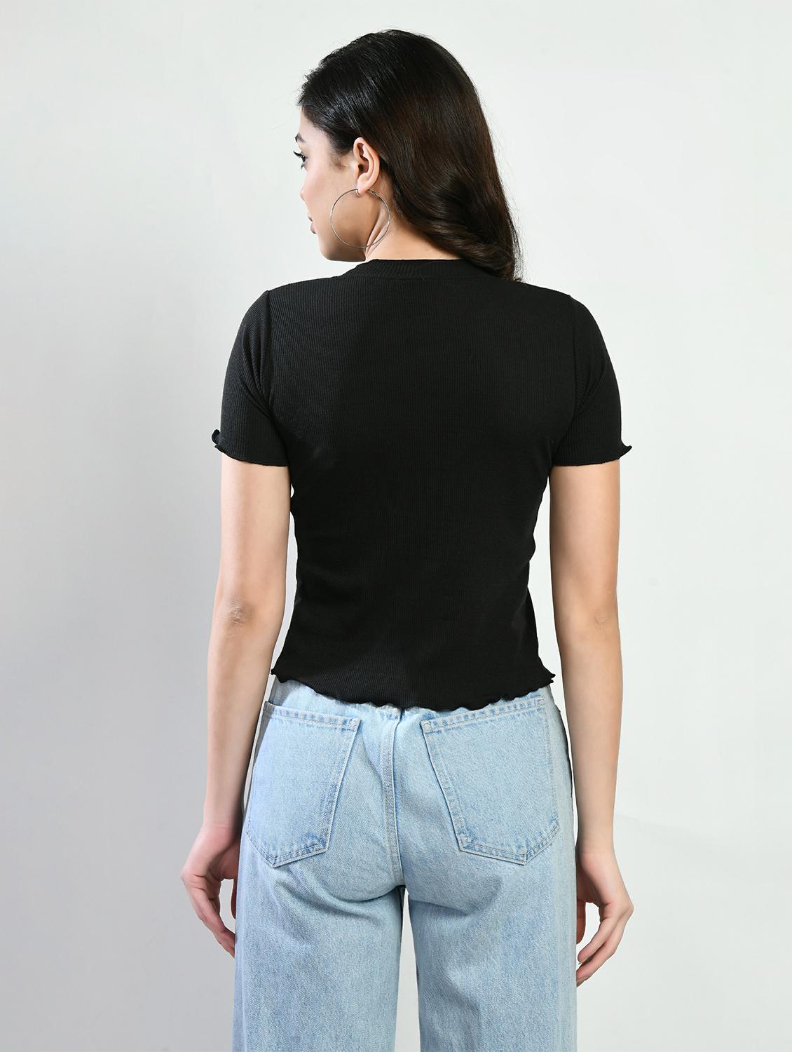 women applique work short sleeves top - 20510359 - Standard Image - 2