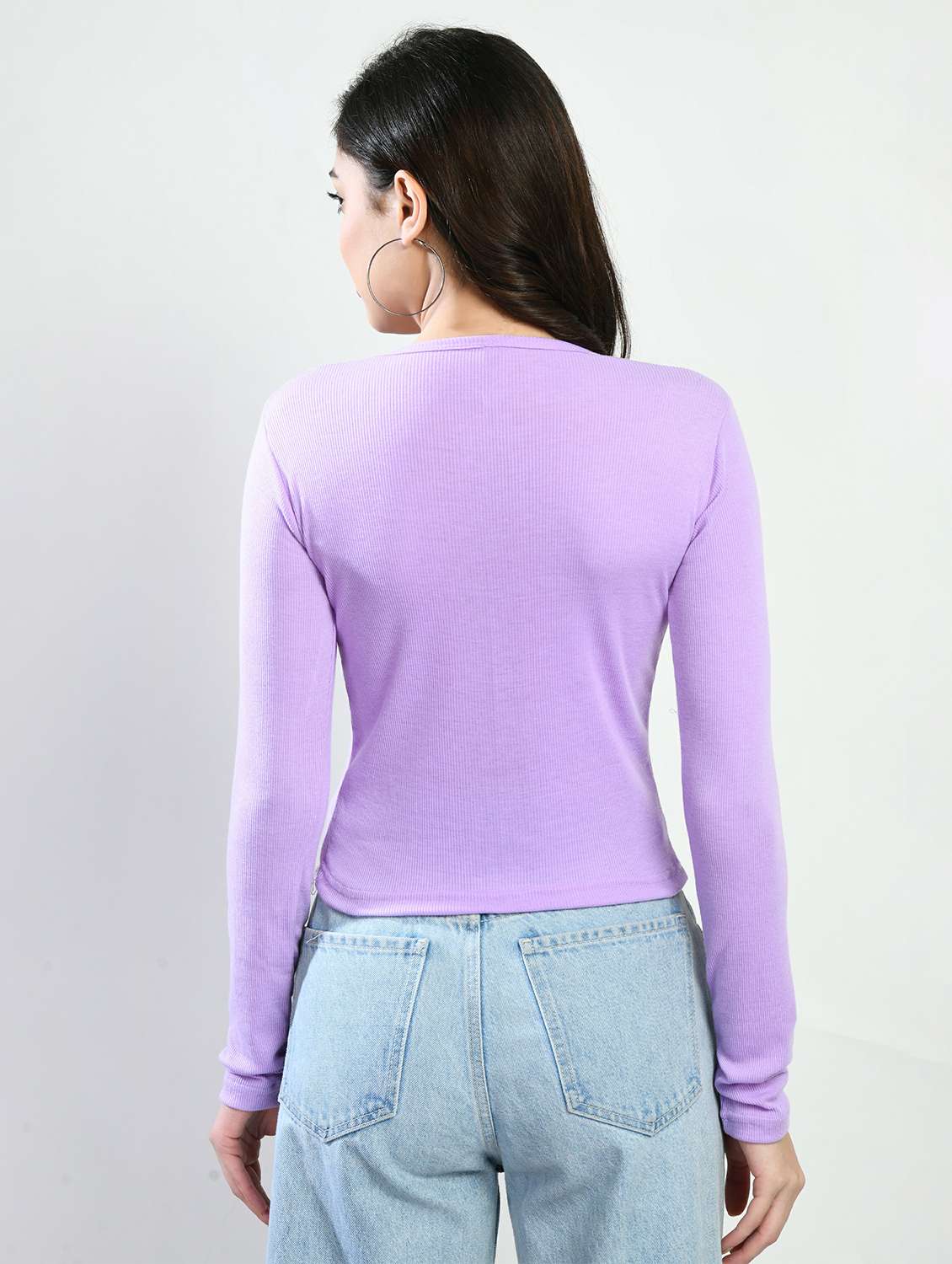 women solid long sleeves top - 20510429 - Standard Image - 2