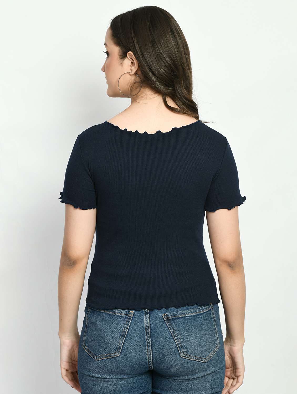 women solid short sleeves top - 20510543 -  Standard Image - 2