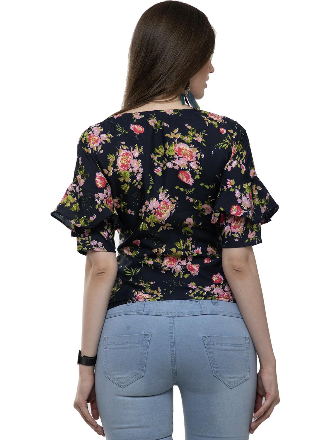 women floral print waist tie top - 20510549 - Standard Image - 2