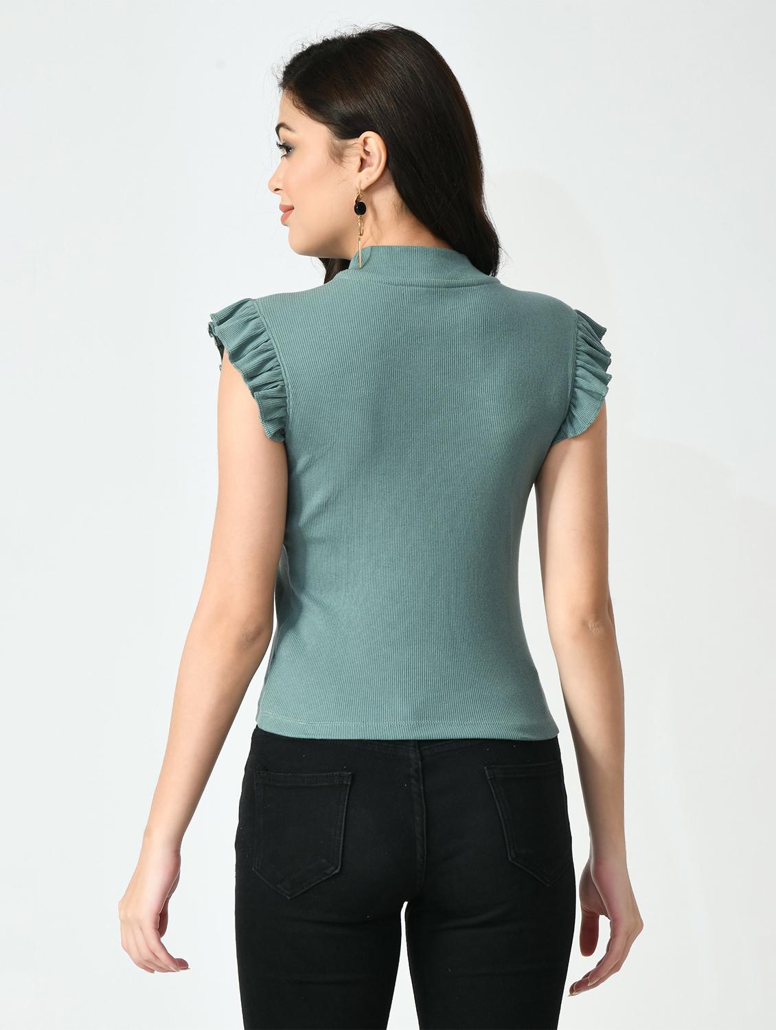 women solid cap sleevels top - 20510593 - Standard Image - 2
