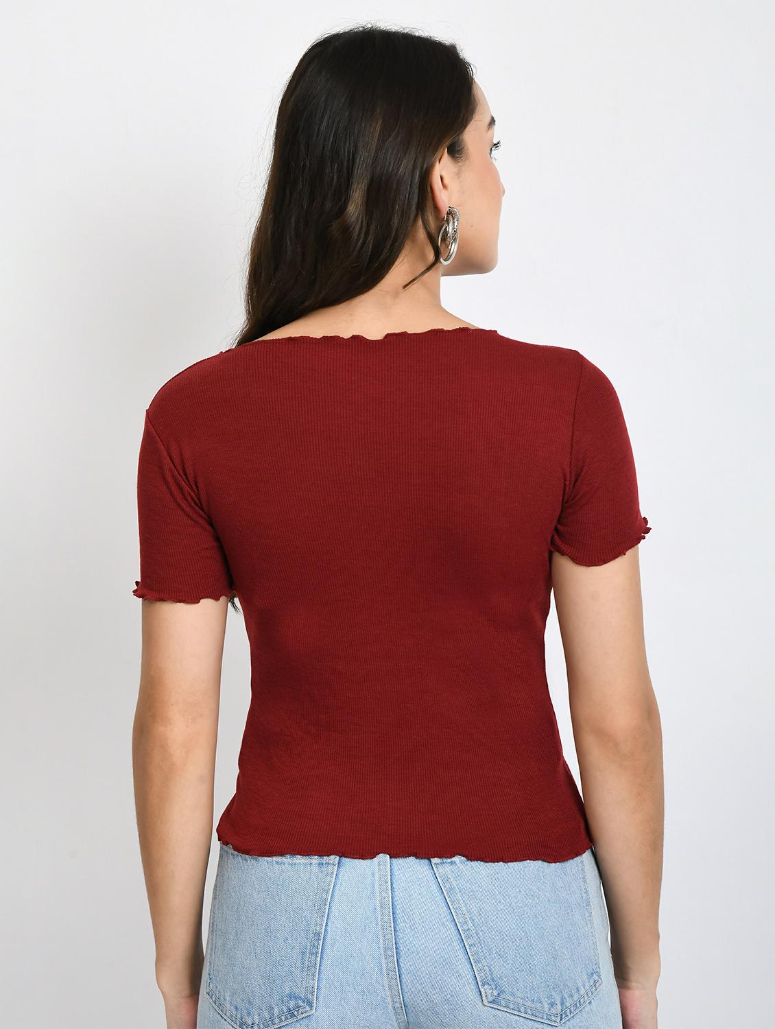 women solid short sleeves top - 20510698 - Standard Image - 2