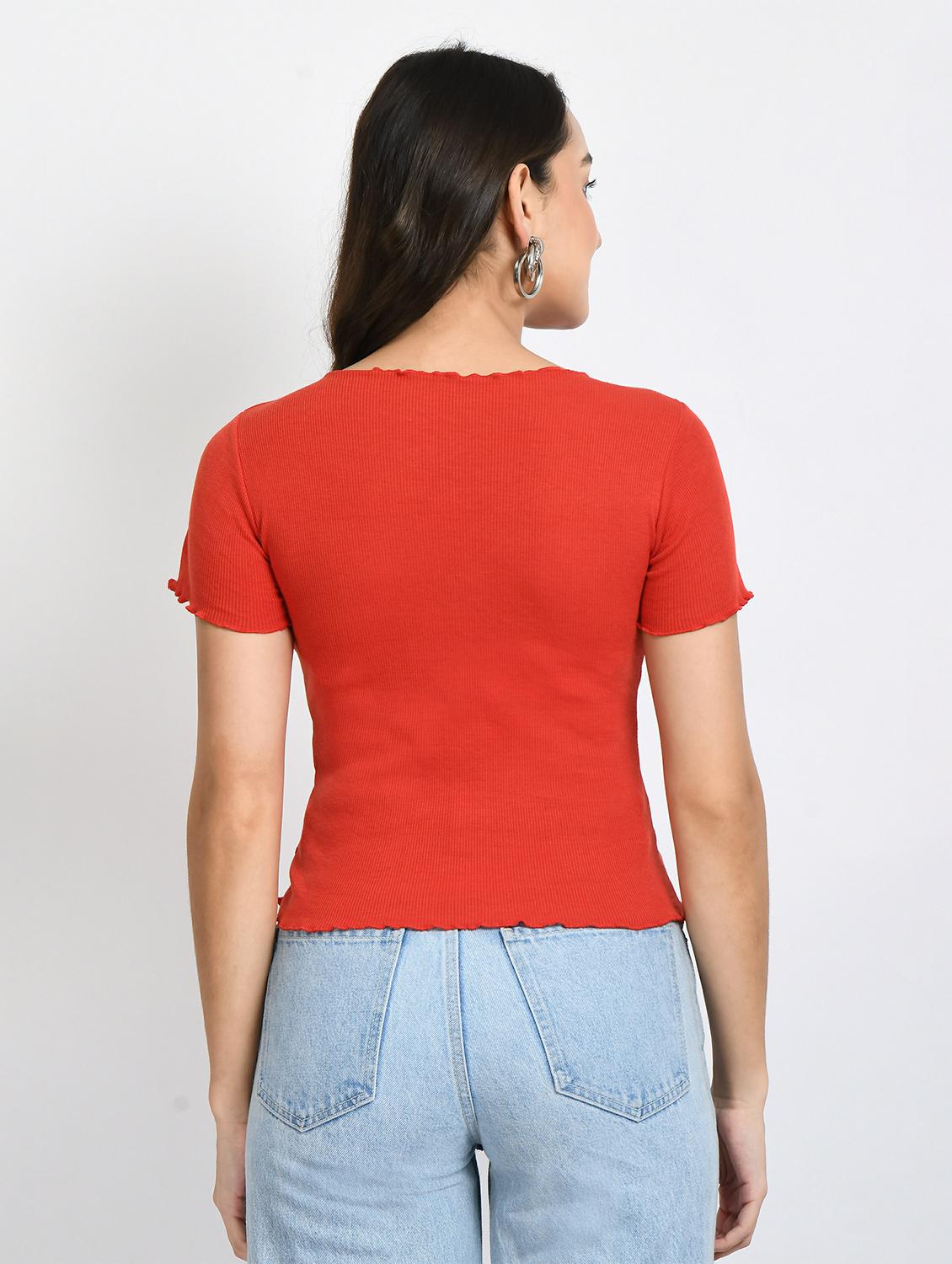 women solid short sleeves top - 20510705 - Standard Image - 2