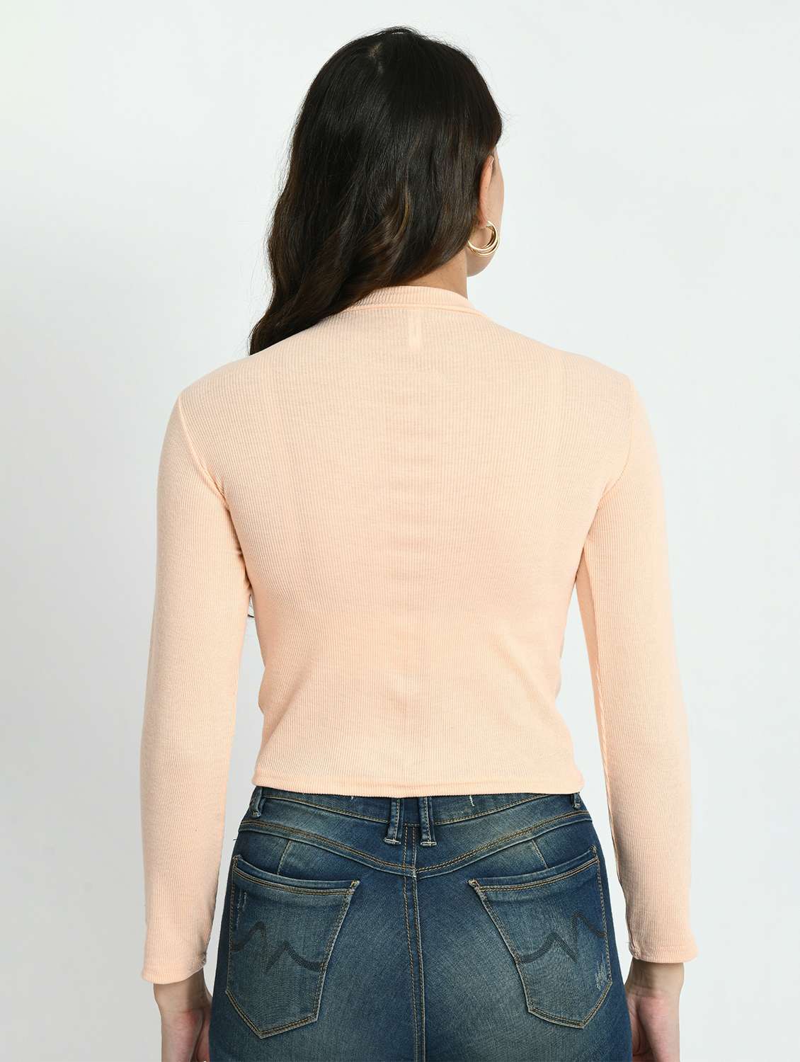 women solid long sleeves top - 20510767 - Standard Image - 2
