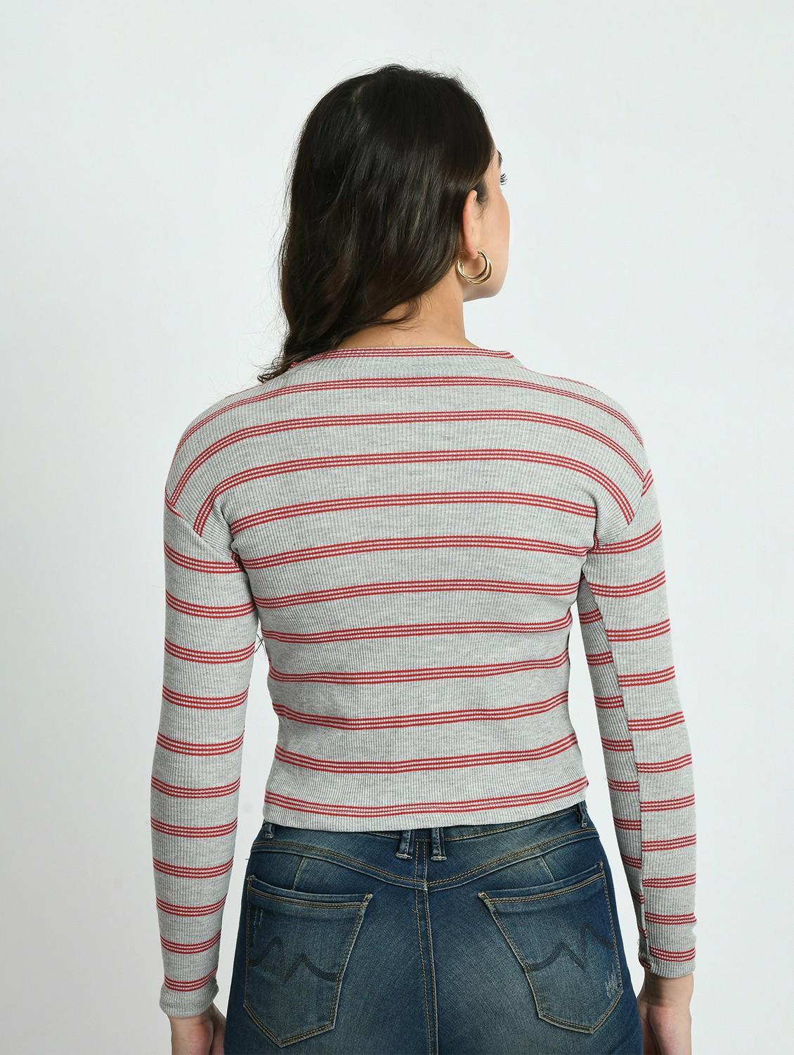 women striped long sleeves top - 20510787 - Standard Image - 2