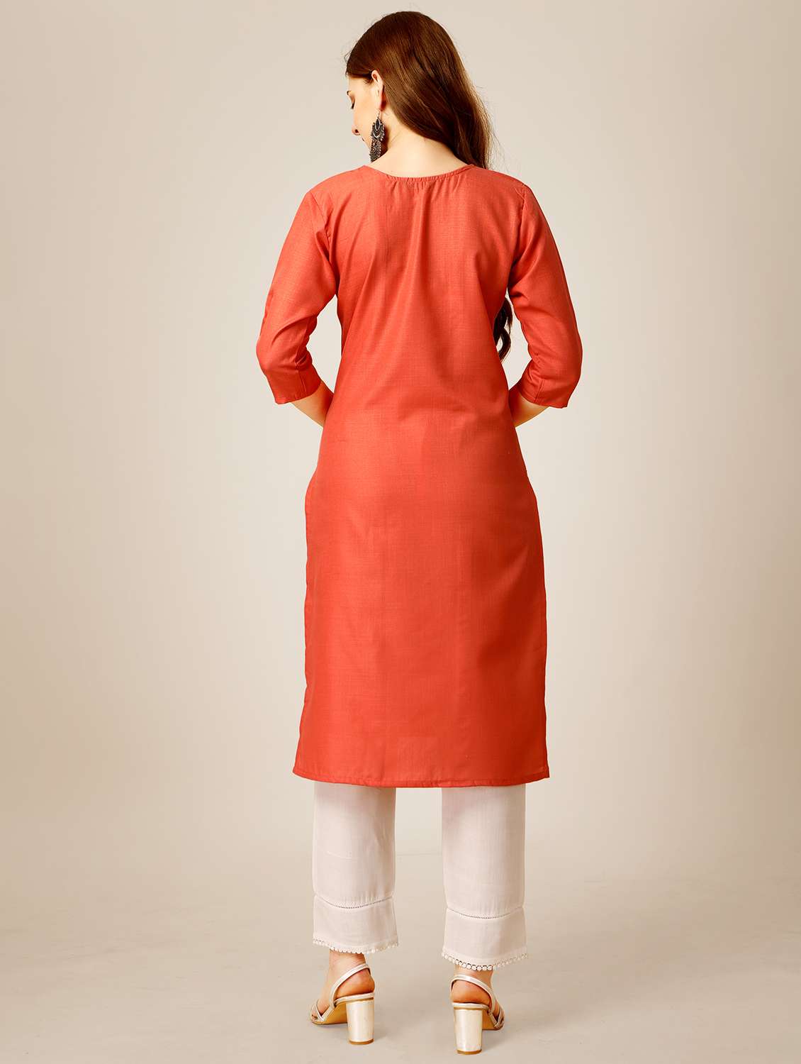 peach cotton blend kurta pant  set - 20511161 -  Standard Image - 2