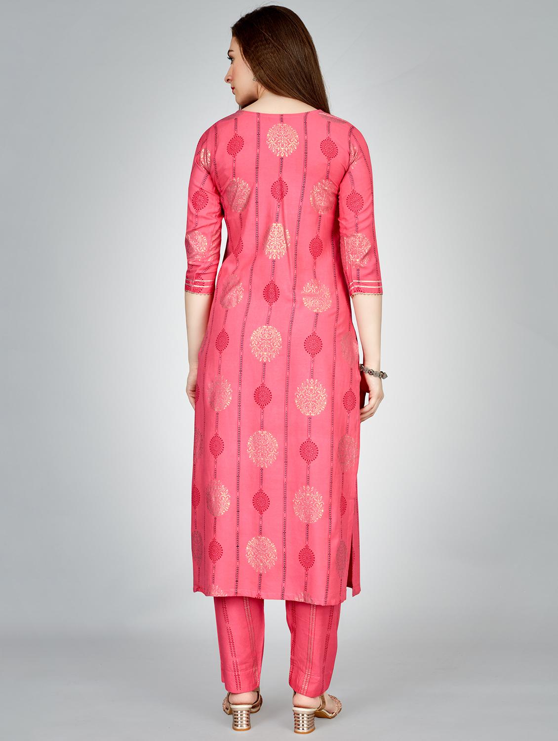 pink rayon kurta pant set - 20511205 - Standard Image - 2