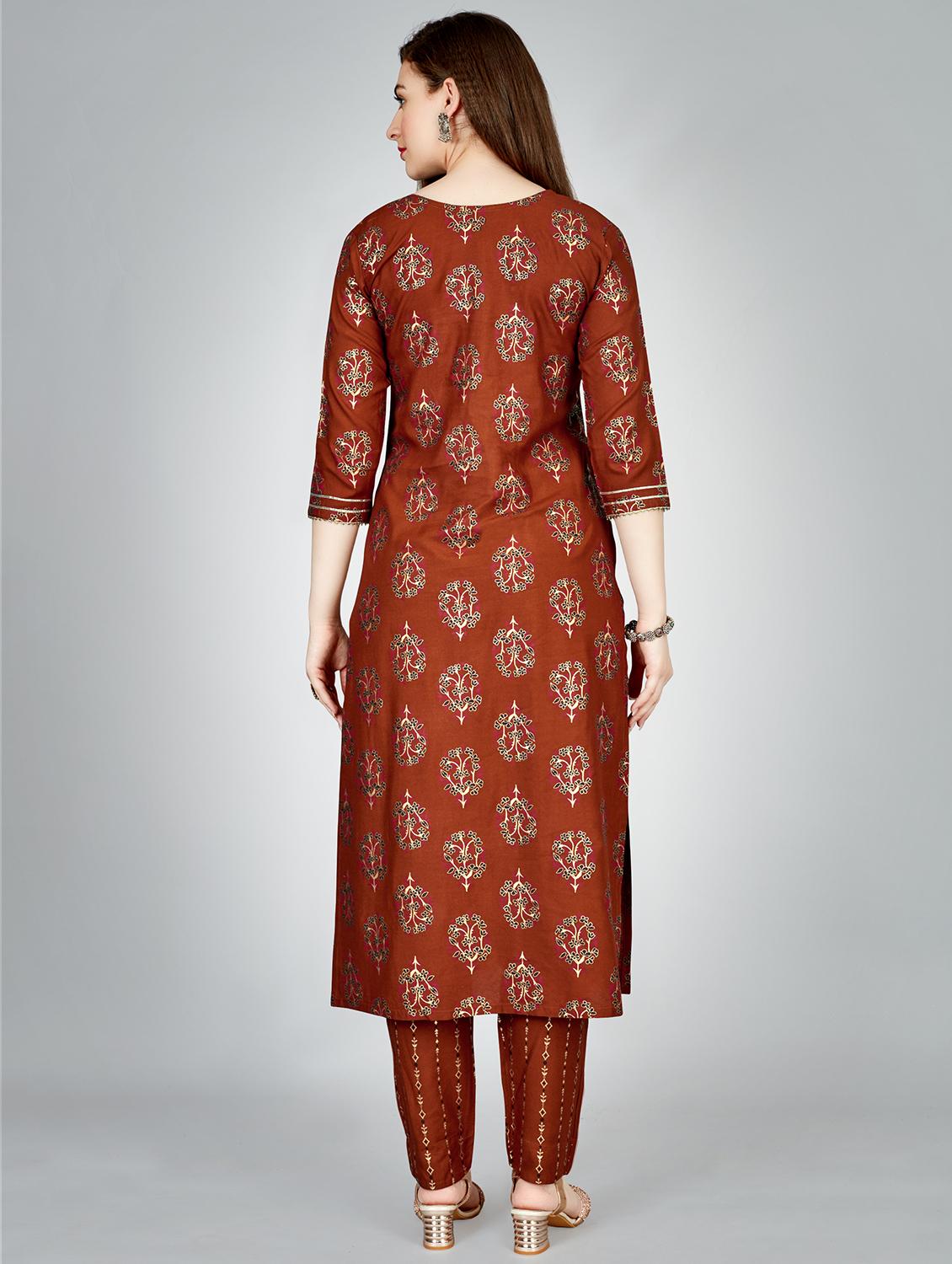 rust rayon kurta pant set - 20511207 - Standard Image - 2