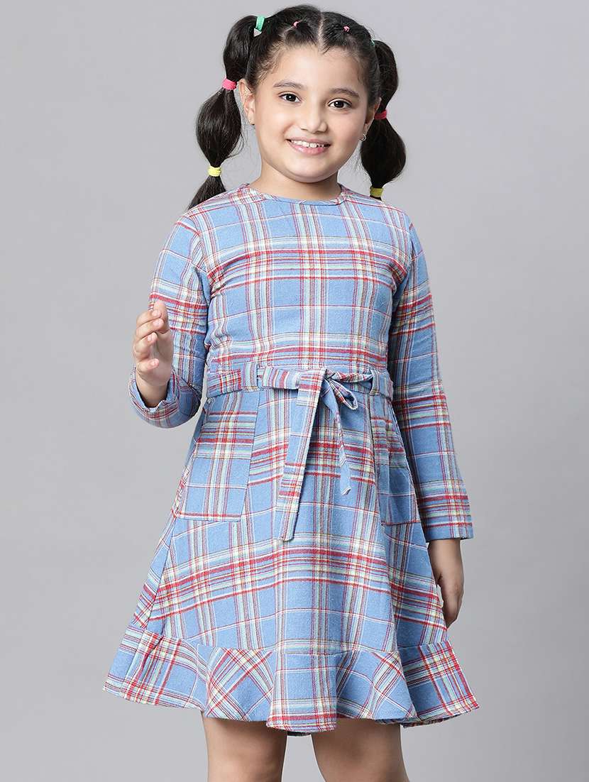 girls round neck long sleeves frock