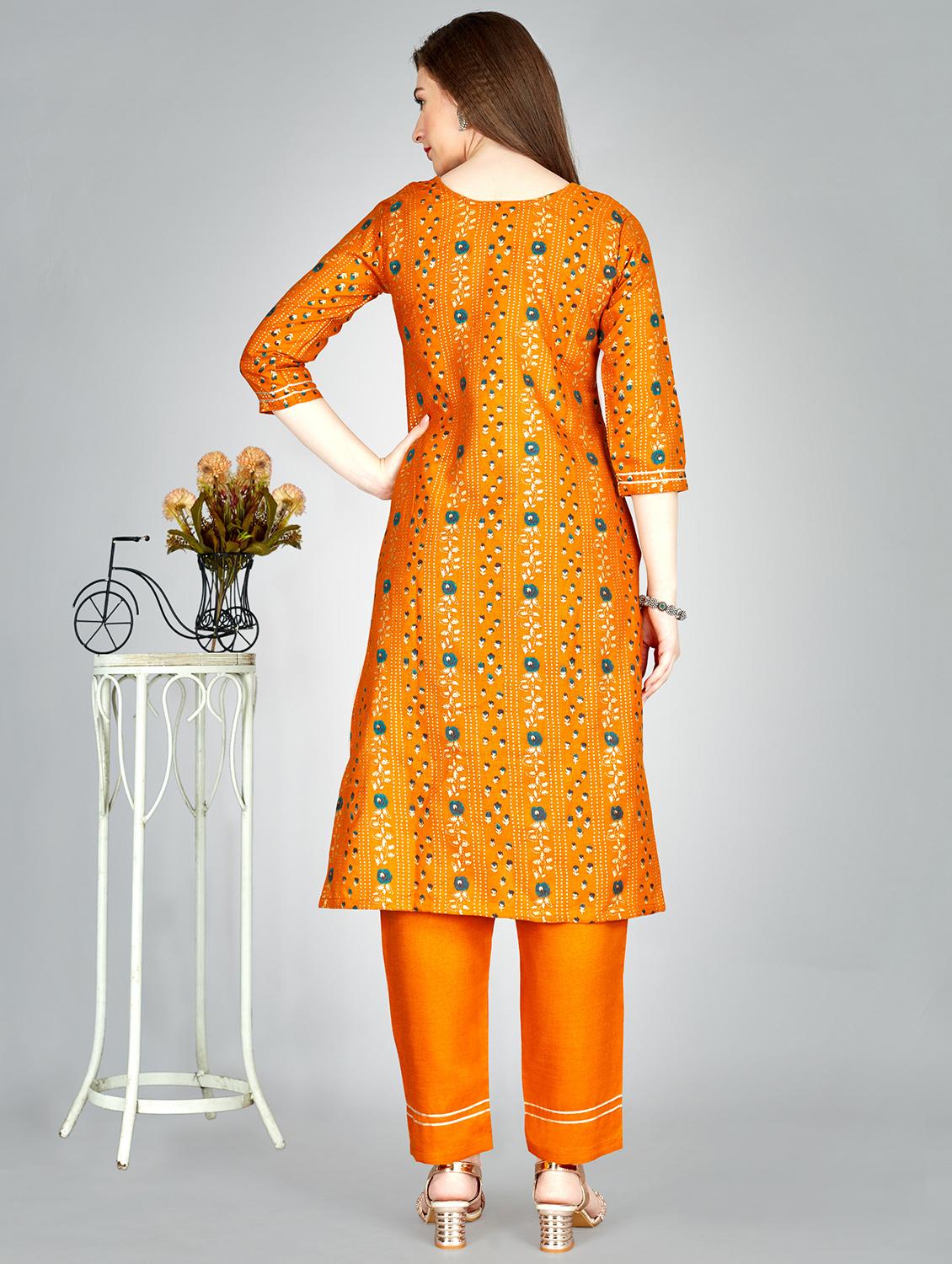 yellow cotton blend kurta pant set - 20511299 - Standard Image - 2