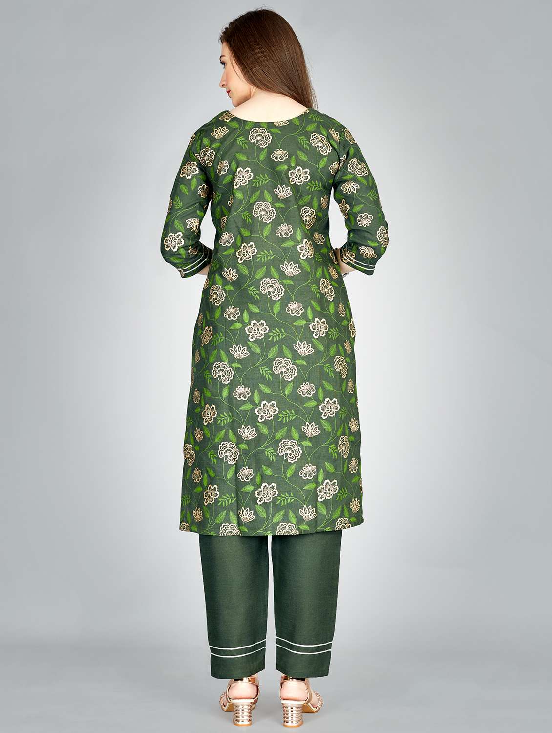 olive cotton blend kurta pant  set - 20511302 -  Standard Image - 2