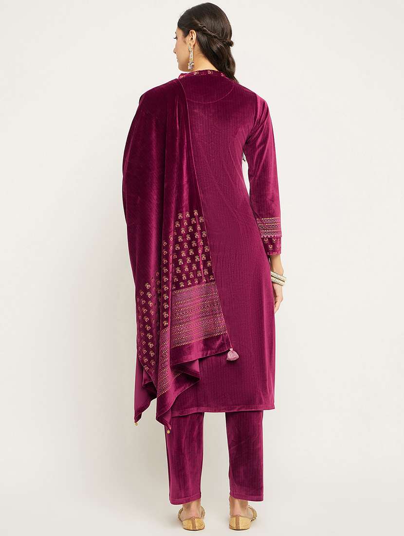 women printed long sleeve woollen suit set - 20511538 - Standard Image - 2