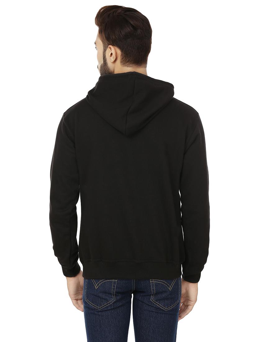 men graphic printed black fleece hooded sweatshirt - 20511558 - Standard Image - 2