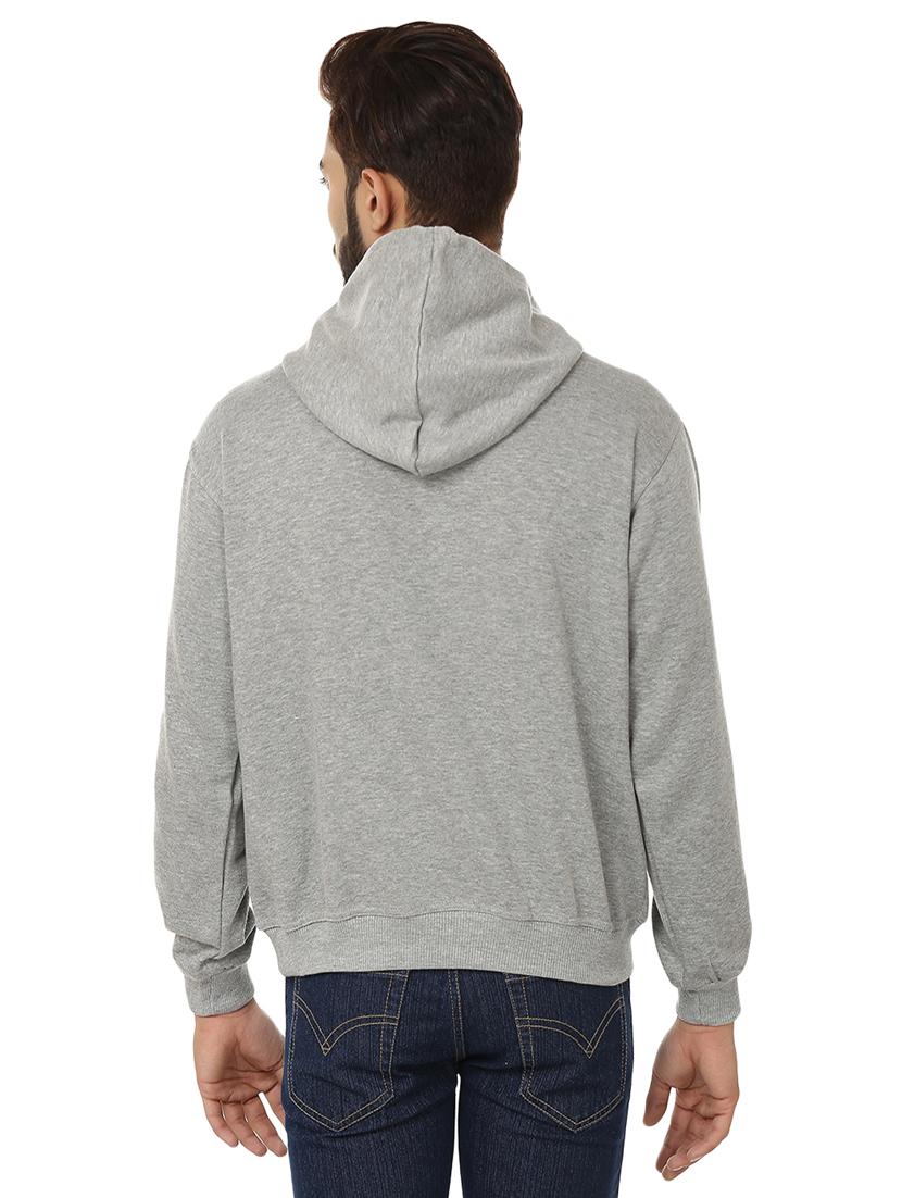 men grey fleece front print sweatshirt - 20511560 - Standard Image - 2