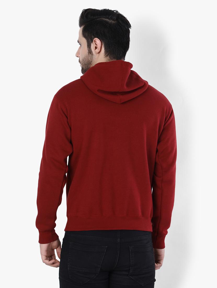 men maroon fleece front print sweatshirt - 20511561 - Standard Image - 2