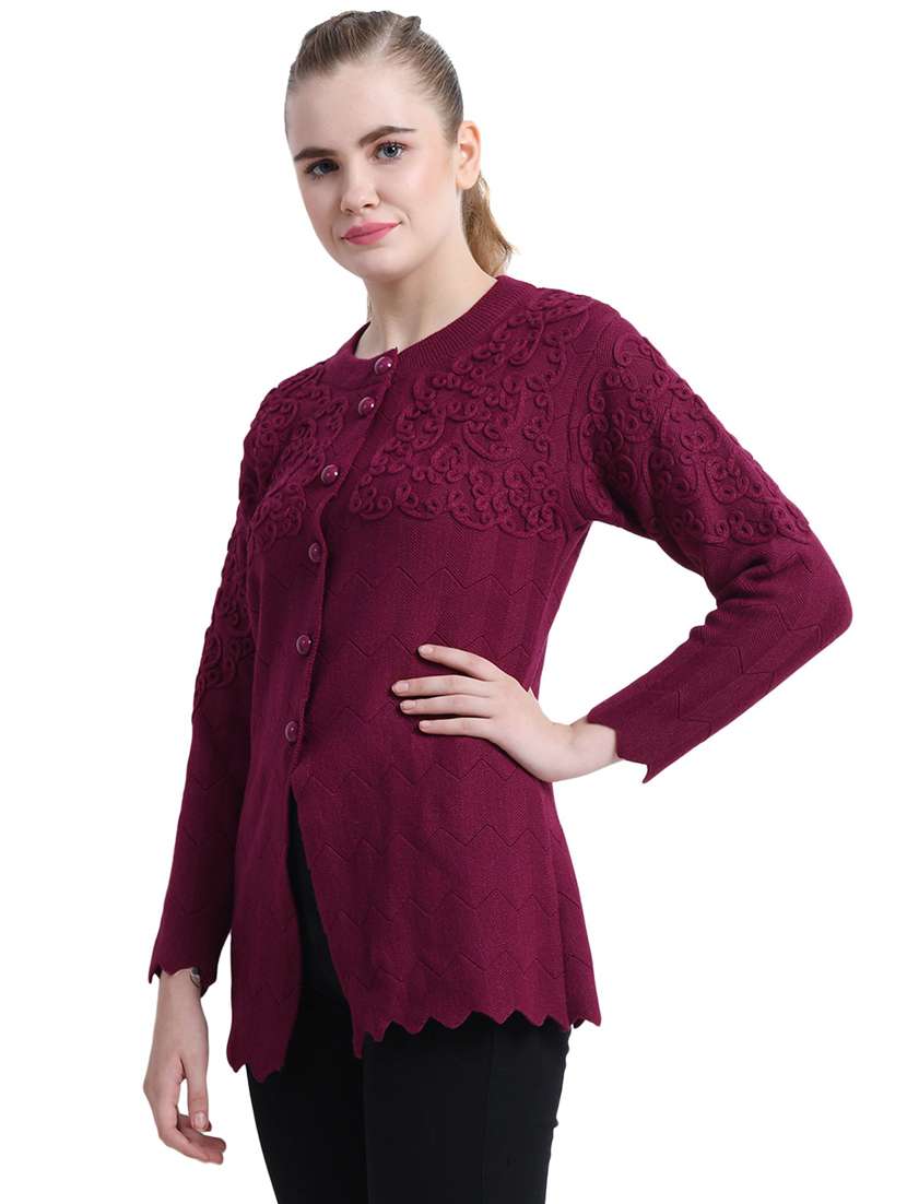 women self design long sleeve cardigan - 20511745 - Standard Image - 2