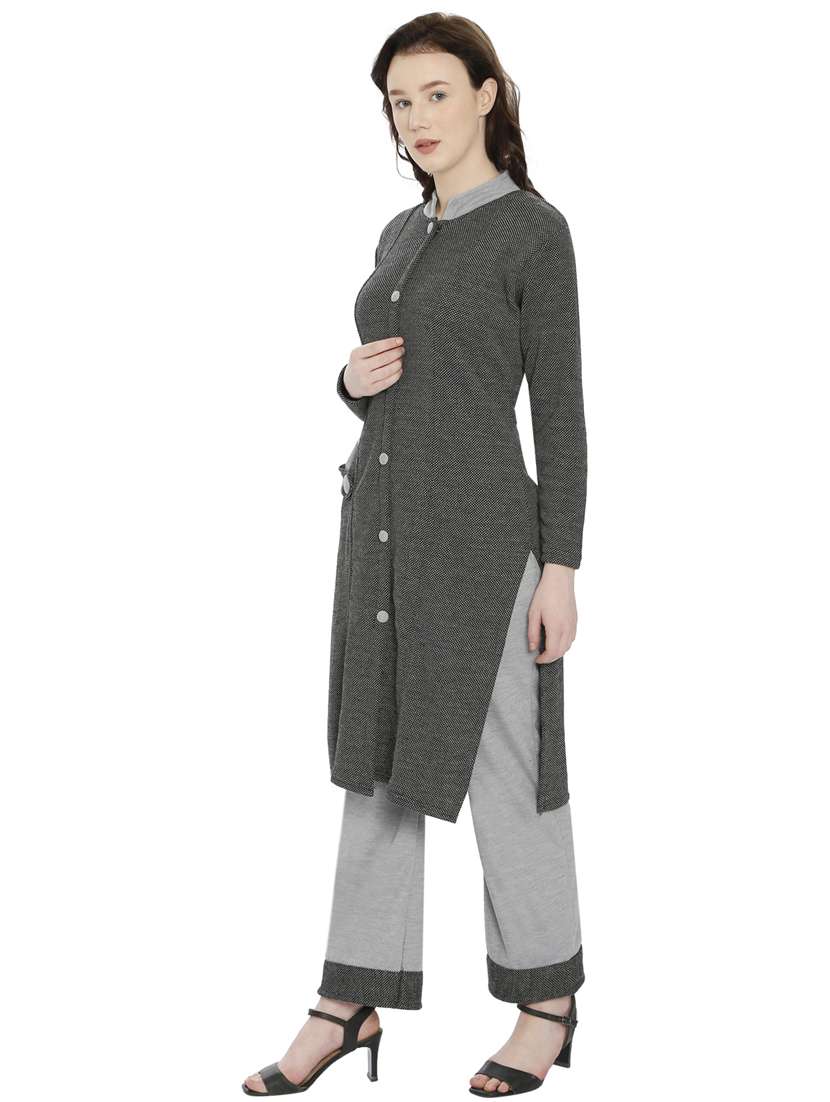 women grey wool blend kurta pant set ethnic suit - 20511984 - Standard Image - 2