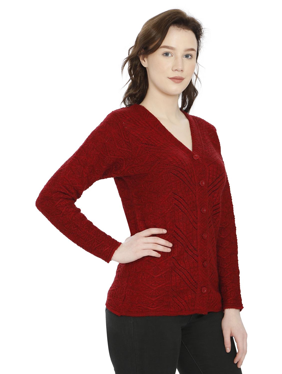 women self design woollen cardigan - 20512225 - Standard Image - 2