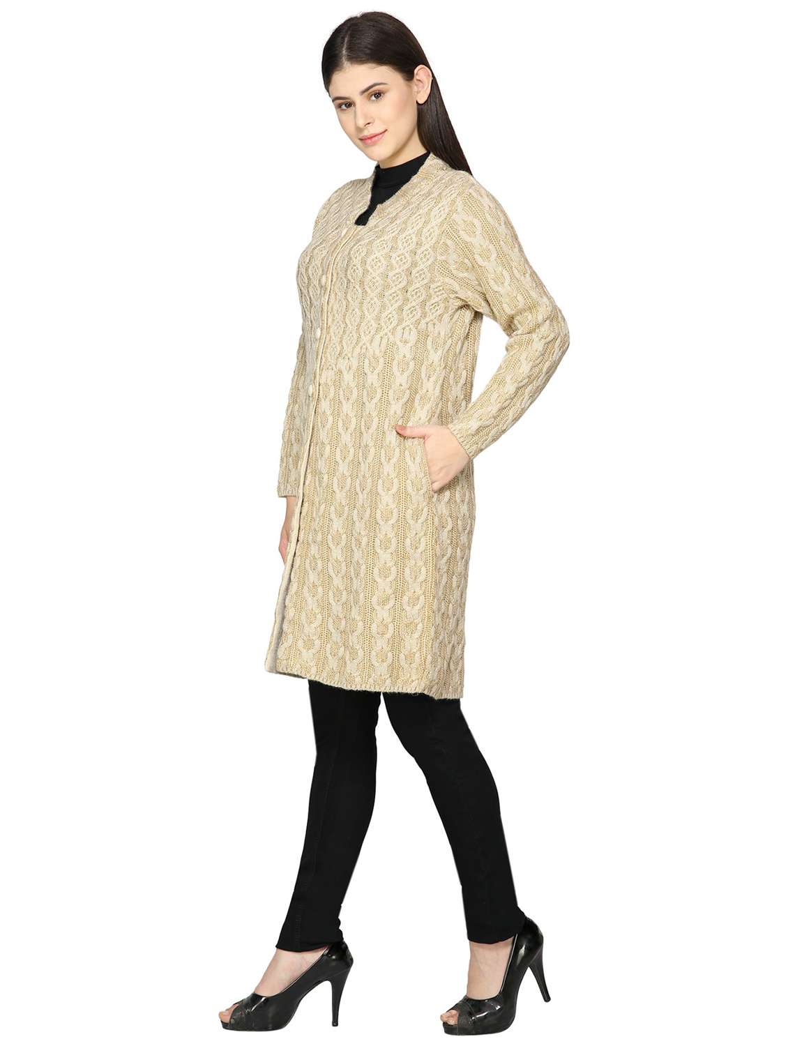 women self design woollen cardigan - 20512252 - Standard Image - 2