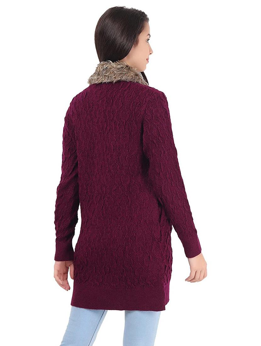 women self design woollen cardigan - 20512293 - Standard Image - 2