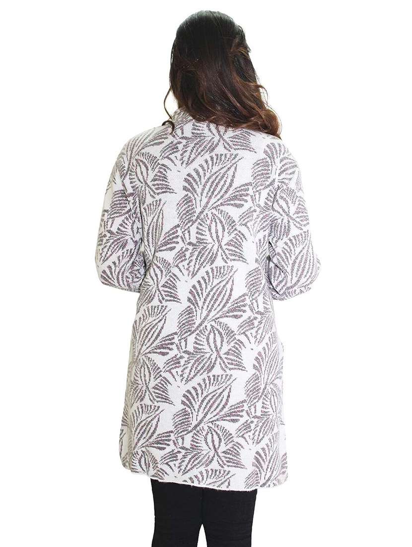 women woollen printed cardigan - 20512362 - Standard Image - 2