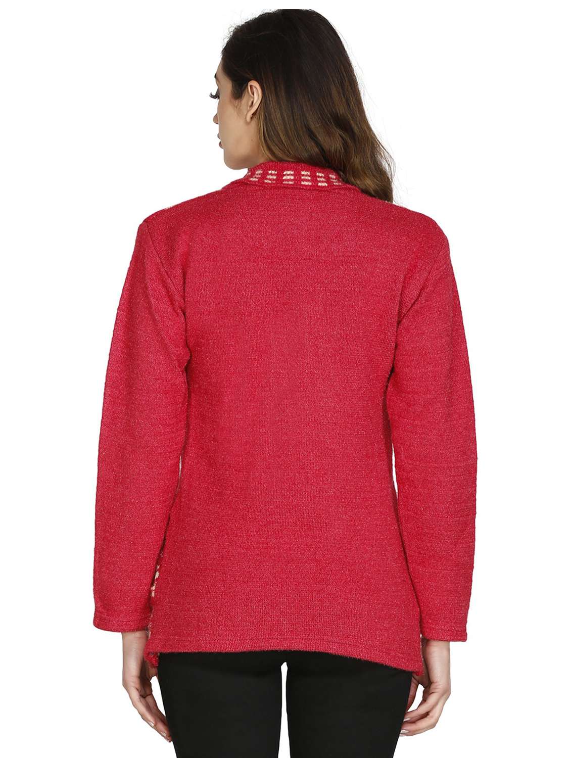 women woollen printed cardigan - 20512384 - Standard Image - 2