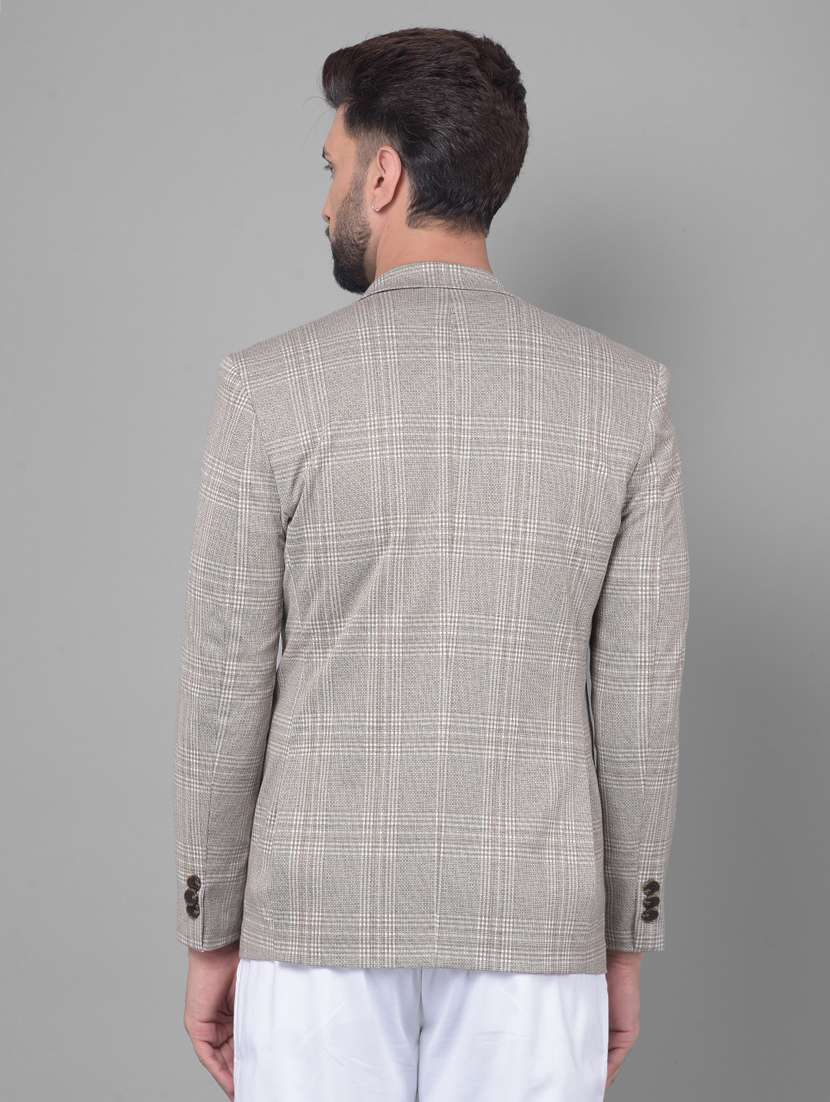 men grey checkered single breasted casual blazer - 20512625 -  Standard Image - 2