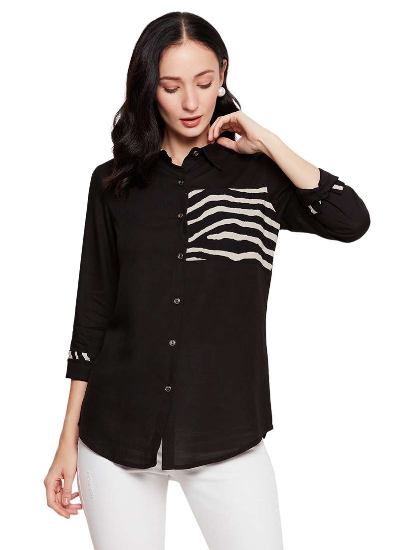 black rayon regular shirt