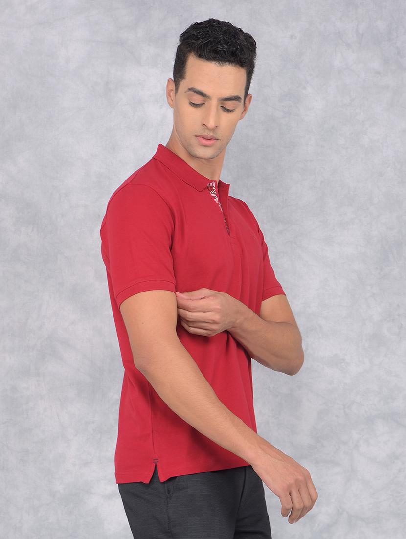 men solid red cotton polo t-shirt - 20512696 - Standard Image - 2