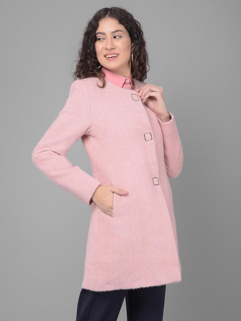 pink solids full sleeves overcoat - 20512715 - Standard Image - 2