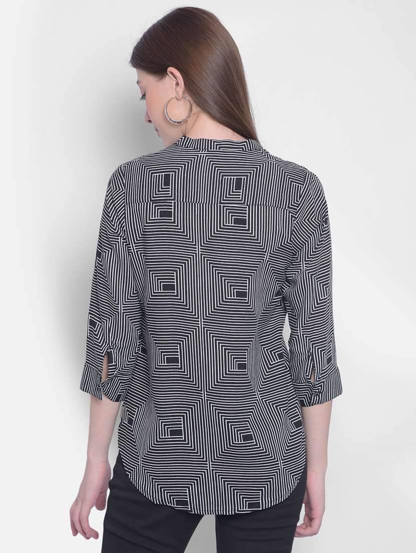 Women Black Geometric Printed Regular Shirt - 20512747 -  Standard Image - 2