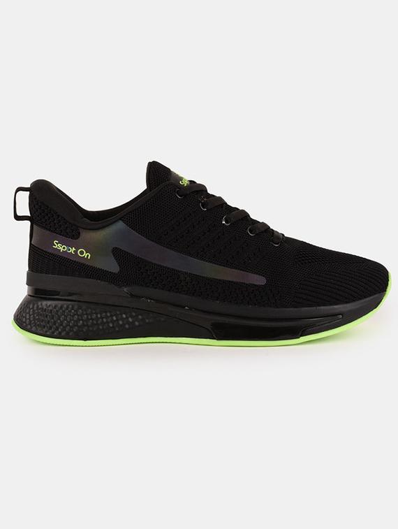 men solid black lace up sport shoe - 20512897 - Standard Image - 2