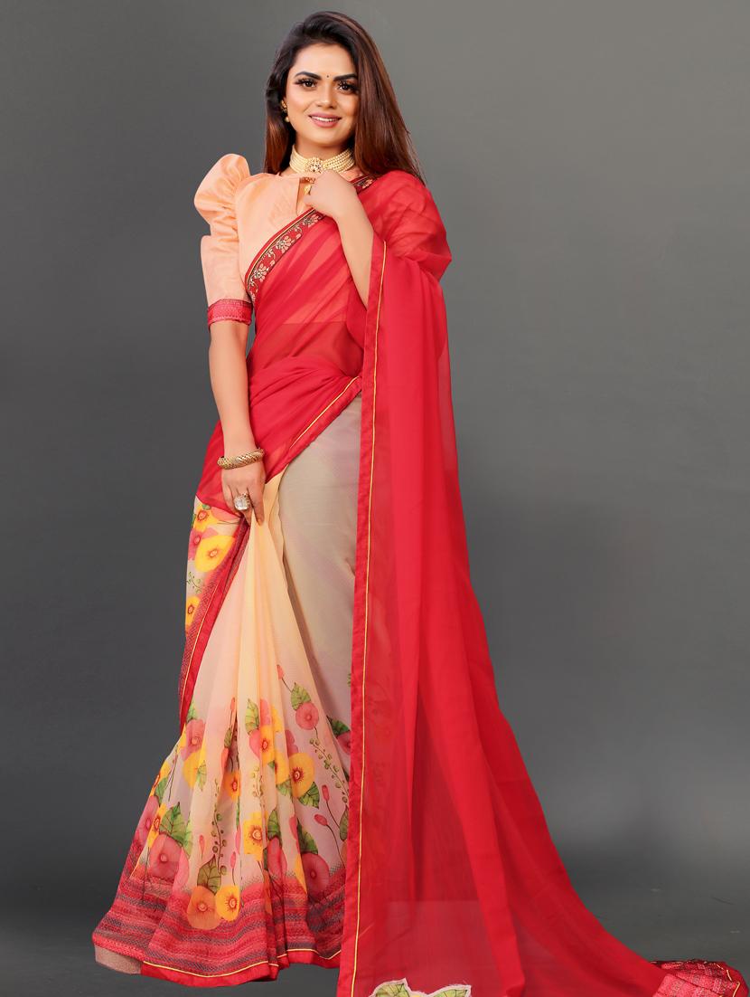 women's floral red colored saree with blouse - 20512917 - Zoom Image - 0