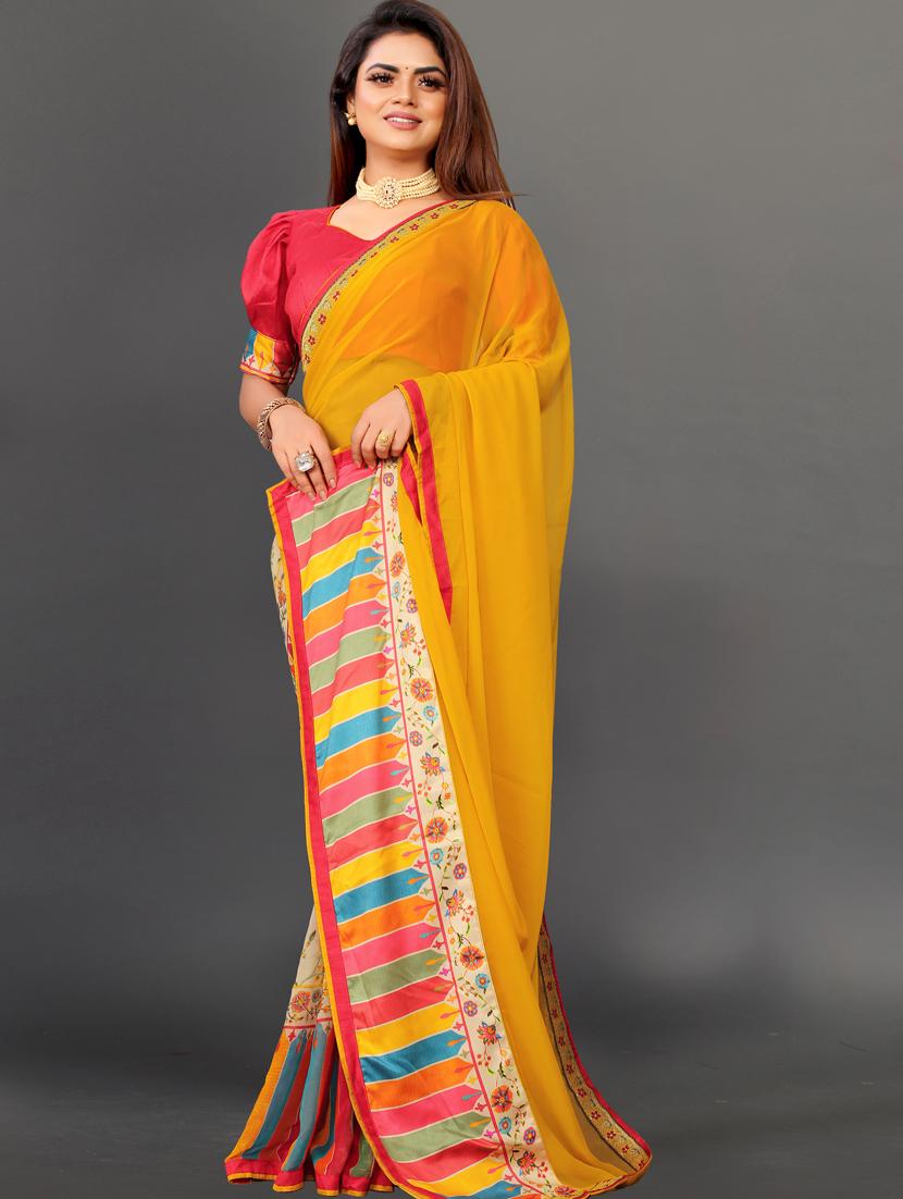 women's bordered orange colored saree with blouse - 20512918 - Zoom Image - 0