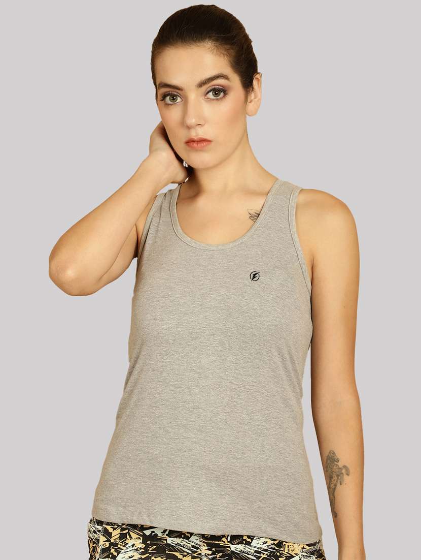 women solid tank top