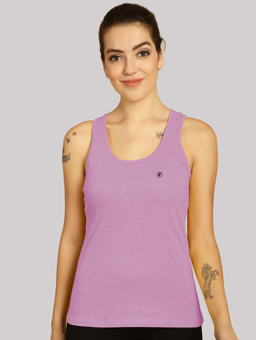 women solid tank top